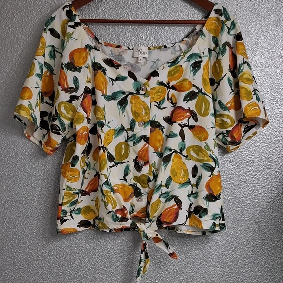 Ava James Linen Blend Pear Top   Size XL - Picture 8 of 10